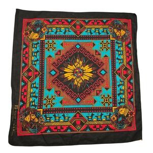 VTG Paris Accessories Aztec Southwestern Horse Bandana Black Cotton Made in USA